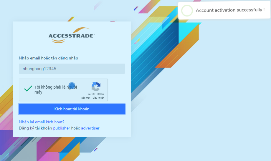 Kích hoạt tài khoản Accesstrade để kiếm tiền online